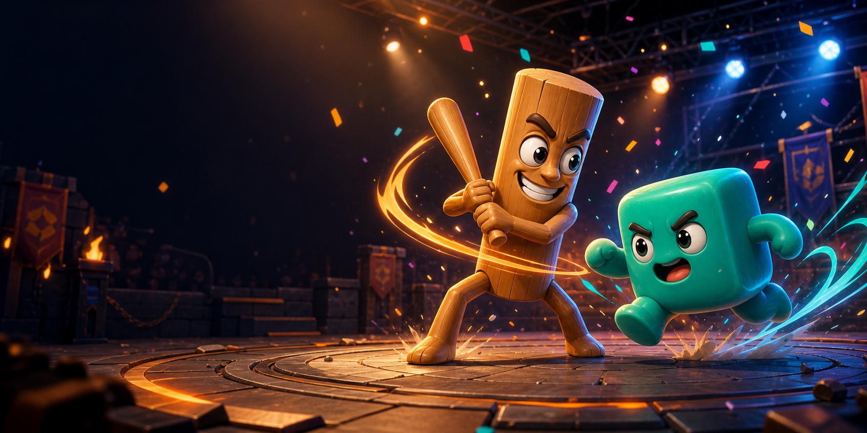 MemeClashの3Dバトルを表すキービジュアル